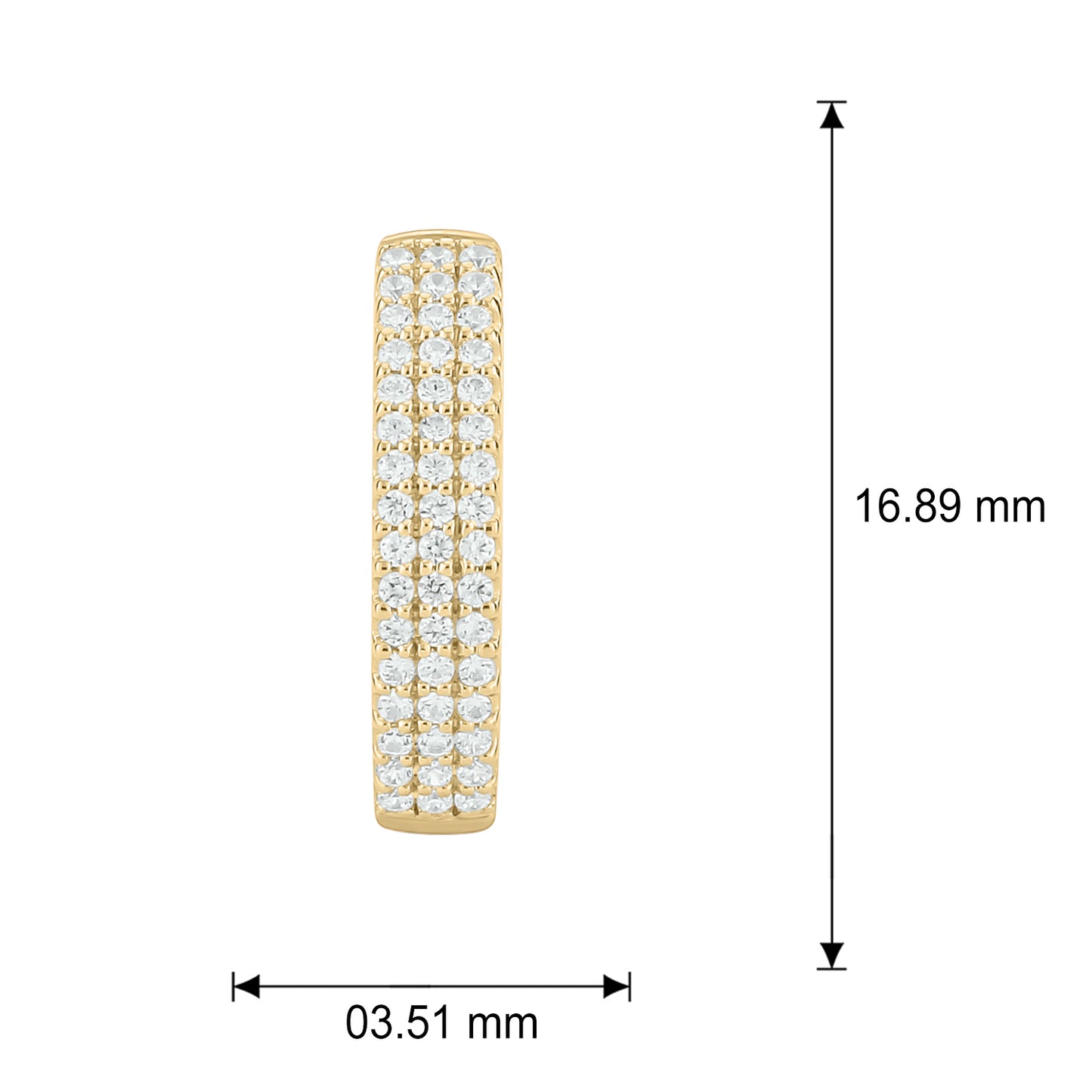 3 Lined Diamond Hoop Earrings in 10K Gold