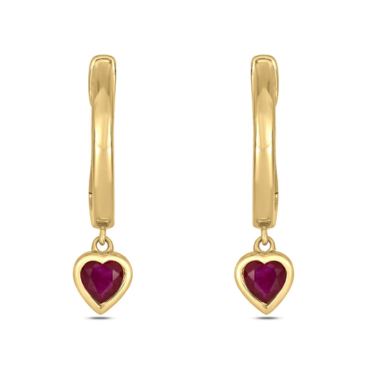 14KT Gold, Mini Dangling Gemstone Hoop Earrings, available in sterling silver