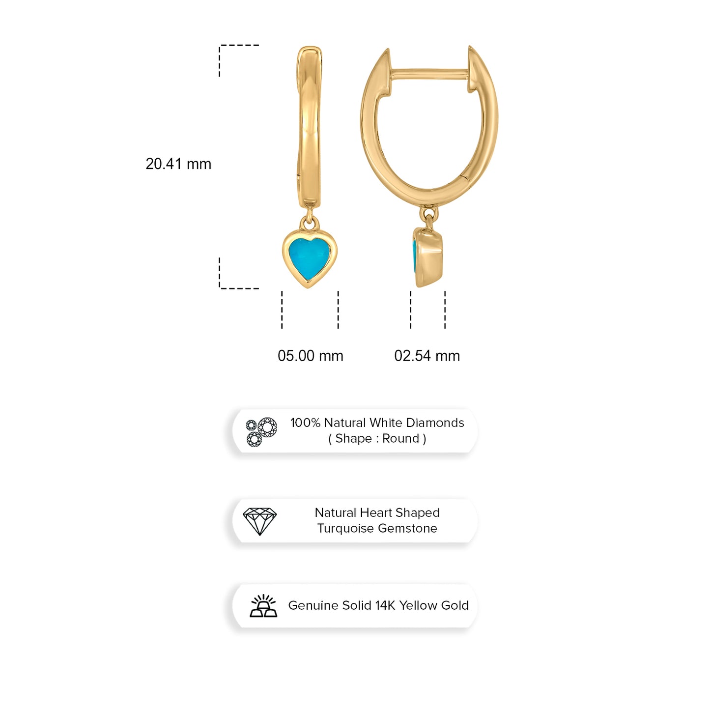 14KT Gold & Silver Diamond Mini Dangling Gemstone Hoop Earrings