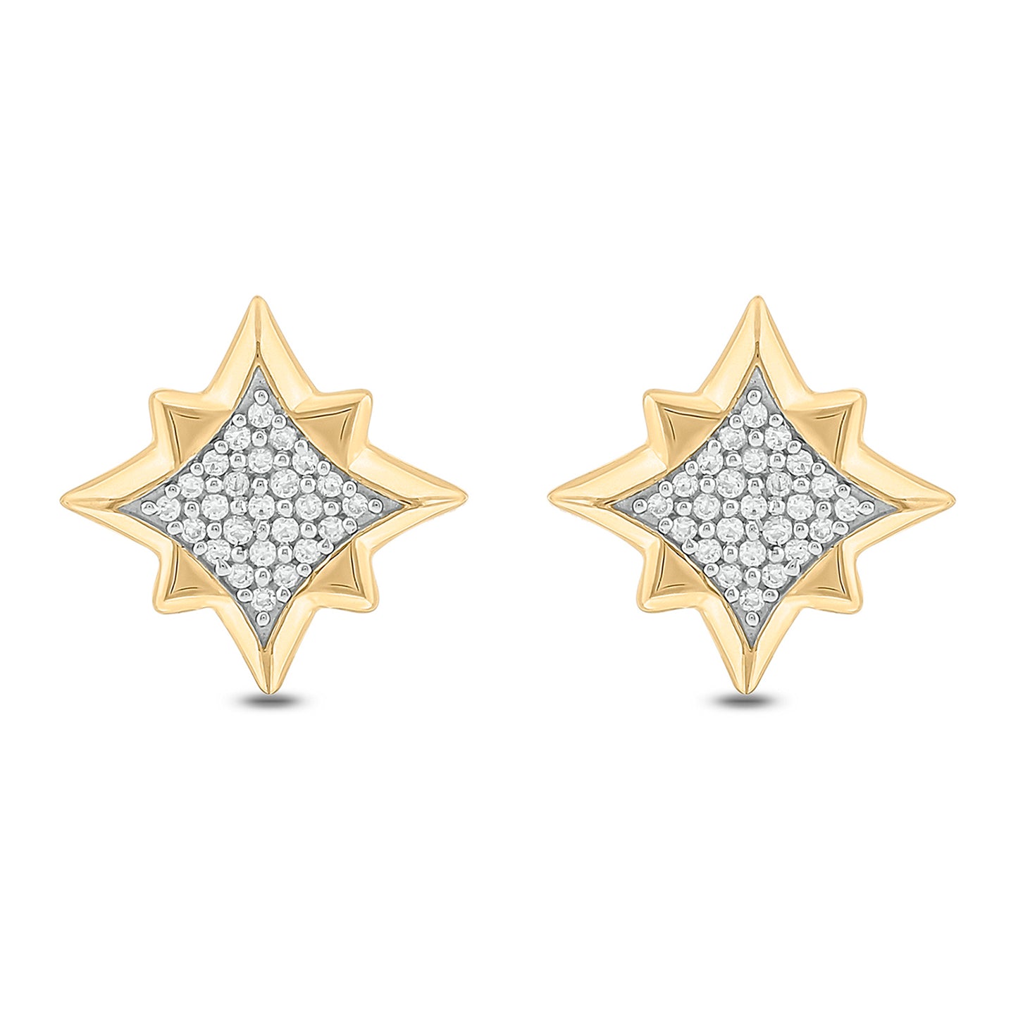 14K Gold Vermeil Men's Diamond Stud Earrings