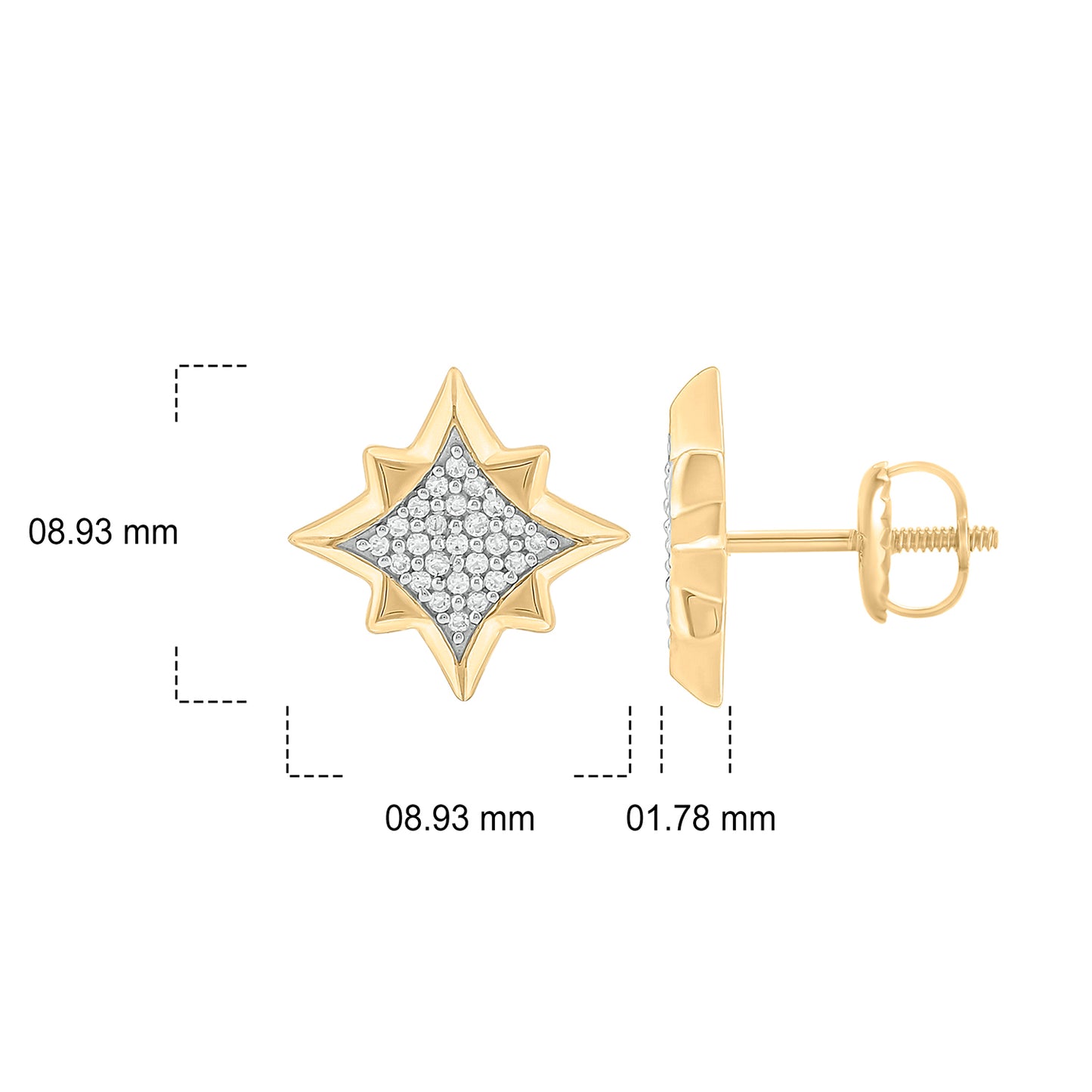 14K Gold Vermeil Men's Diamond Stud Earrings