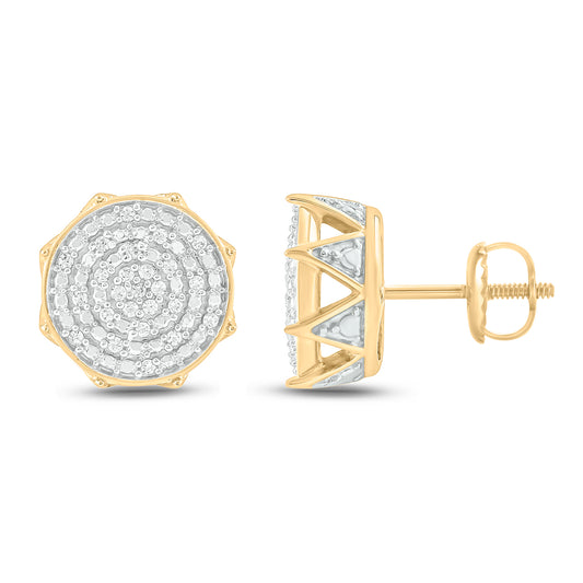 14K Gold Vermeil Octagon Diamond Stud Earrings for Men