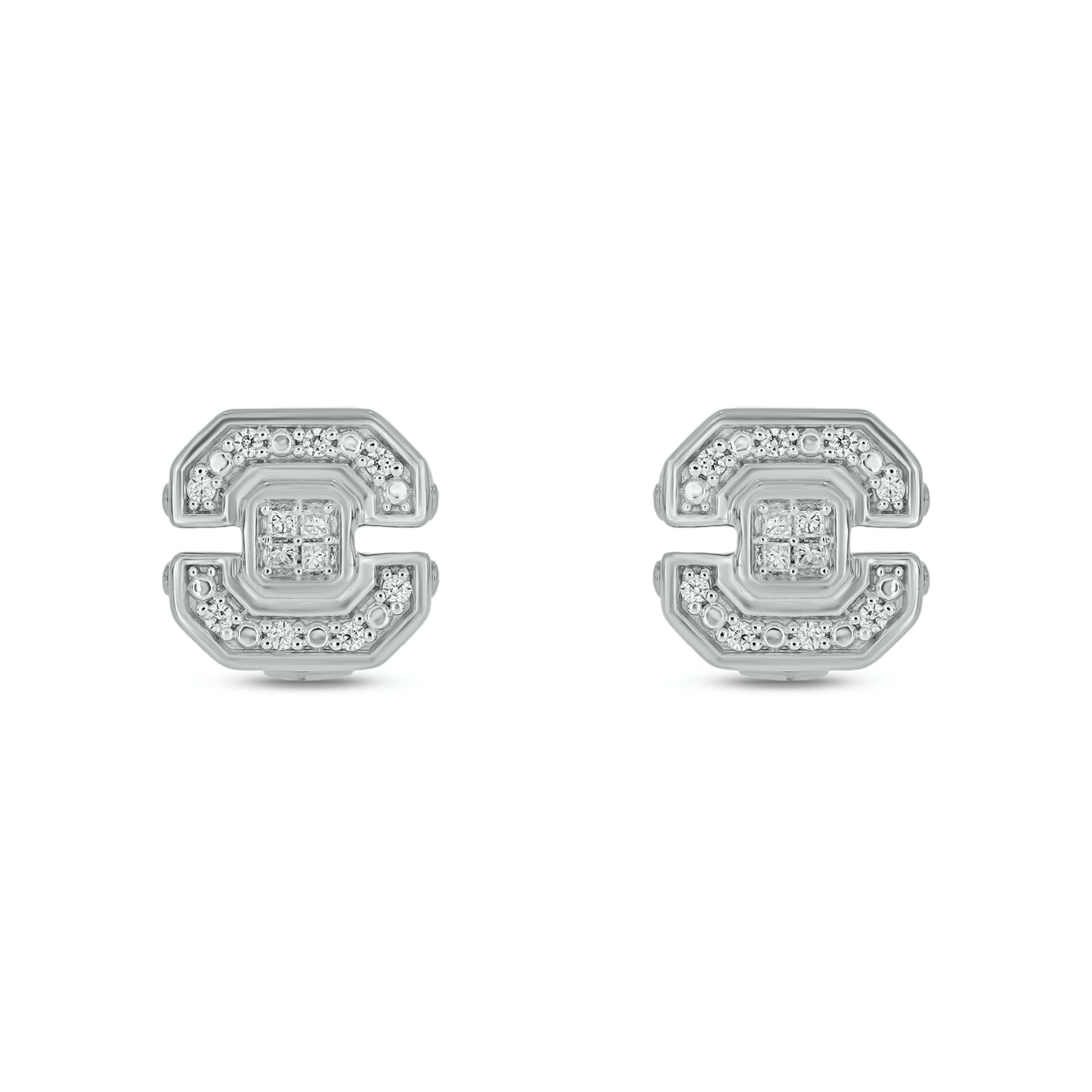 14KT Gold & Diamond Men's Stud Earrings