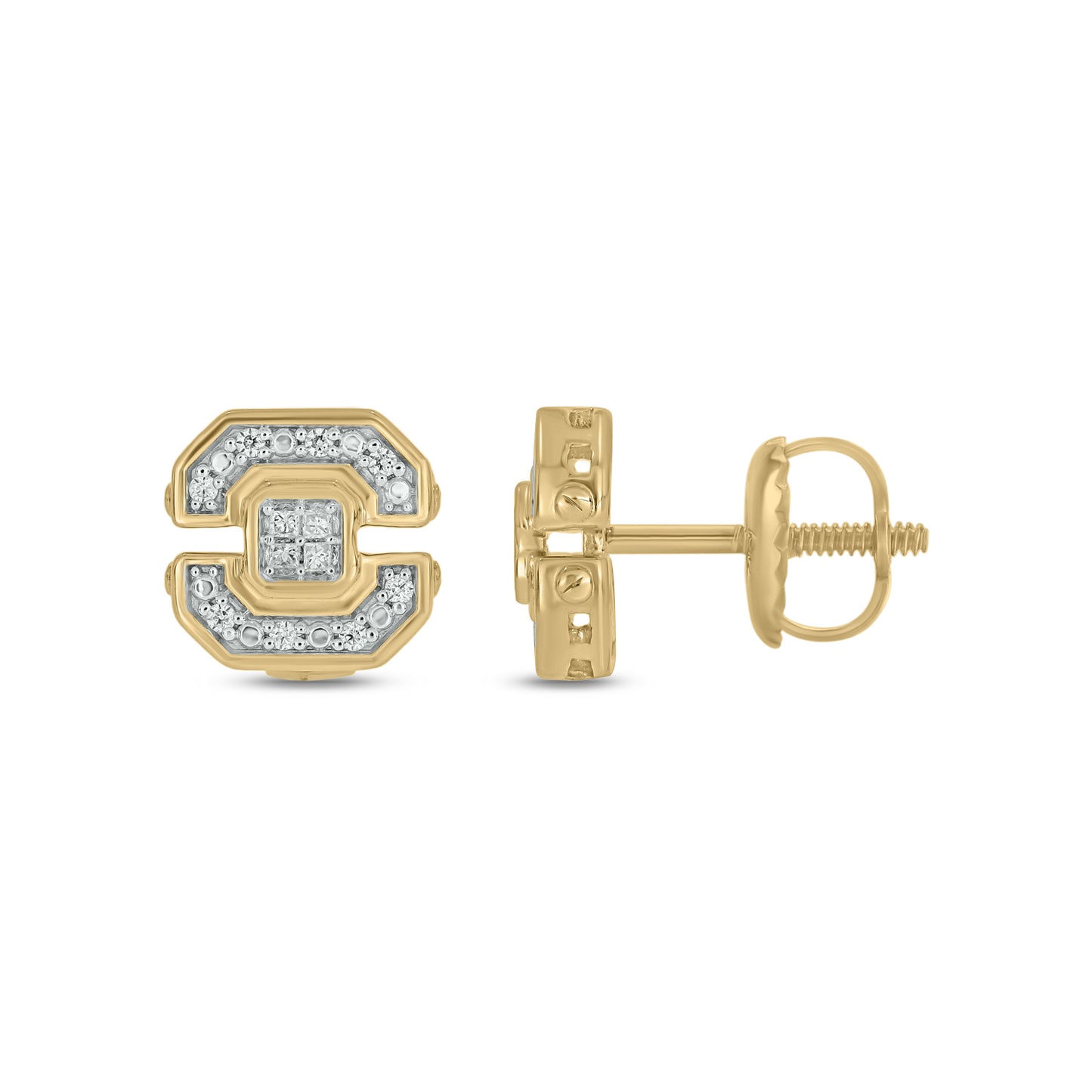 14KT Gold & Diamond Men's Stud Earrings