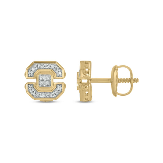 14KT Gold & Diamond Men's Stud Earrings