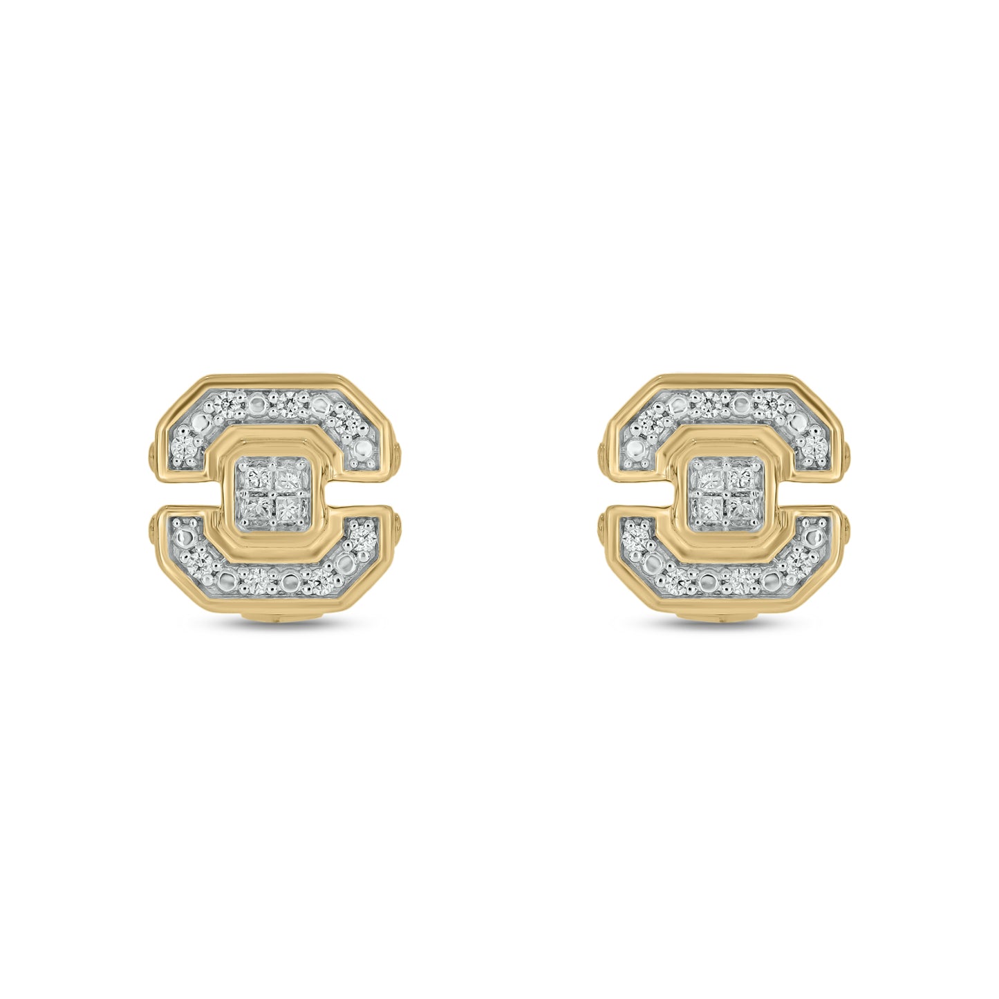 14KT Gold & Diamond Men's Stud Earrings
