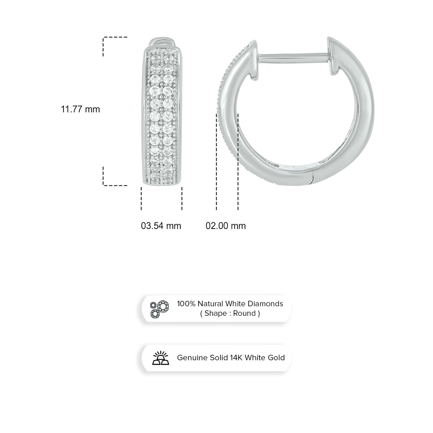 14KT Gold Luxurious Diamond Hoop Earrings