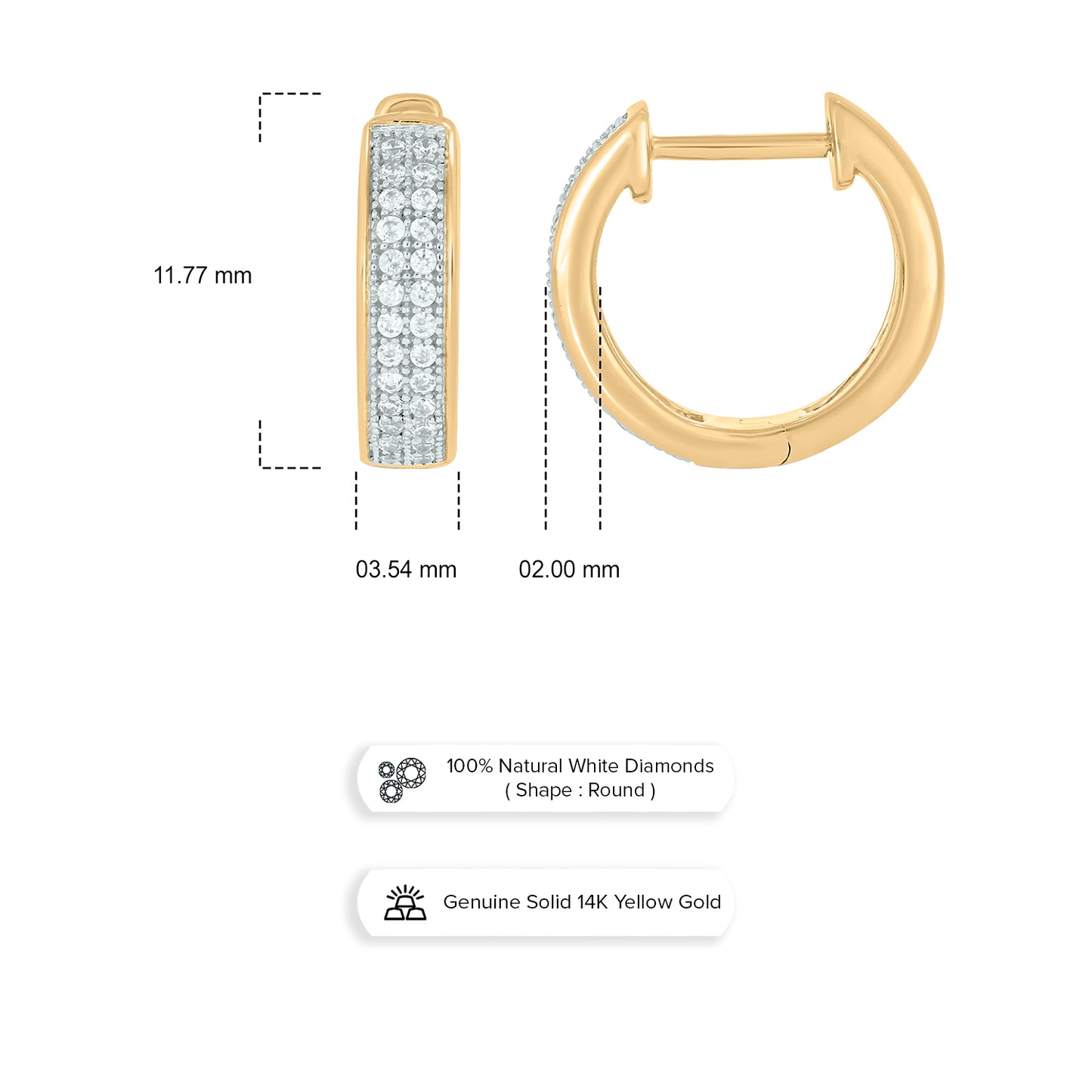 14KT Gold Luxurious Diamond Hoop Earrings