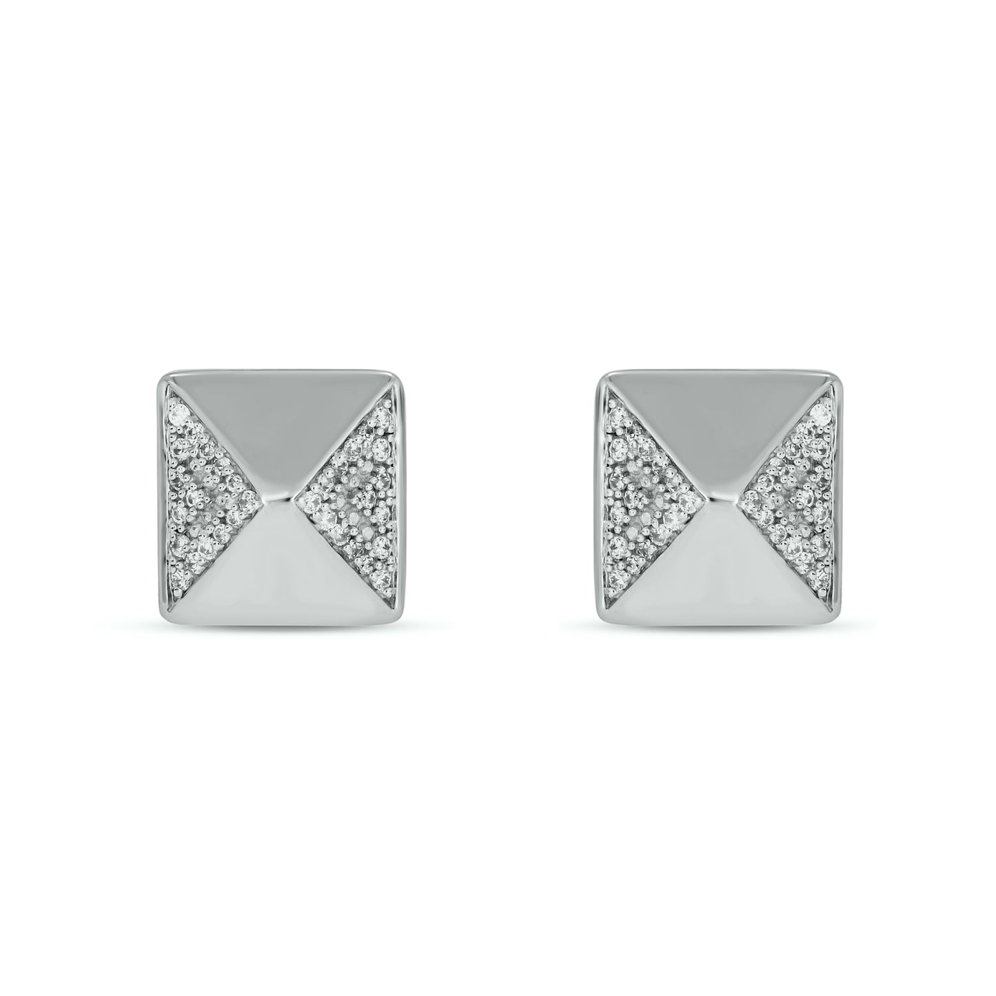 14KT Gold & Diamond Men's Pyramid Stud Earrings