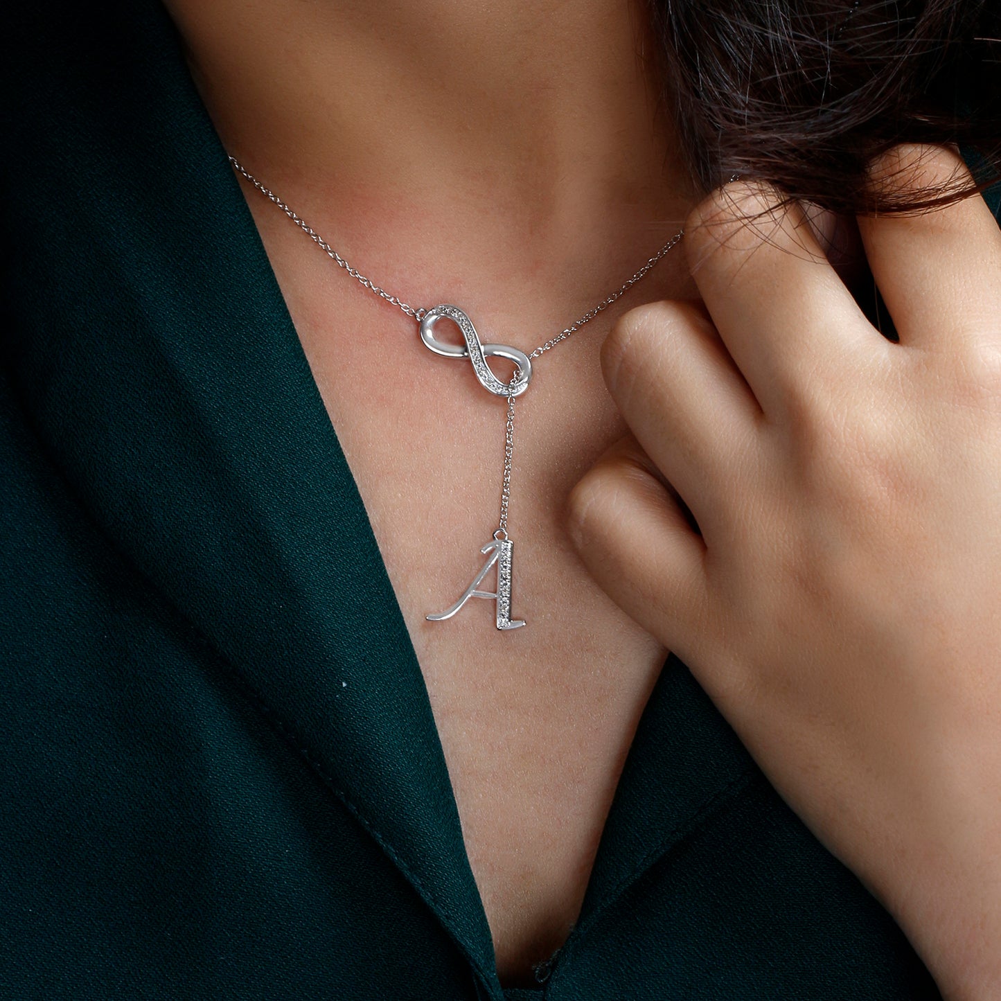 Infinity Initial Letter Pendants in 925 Sterling Silver