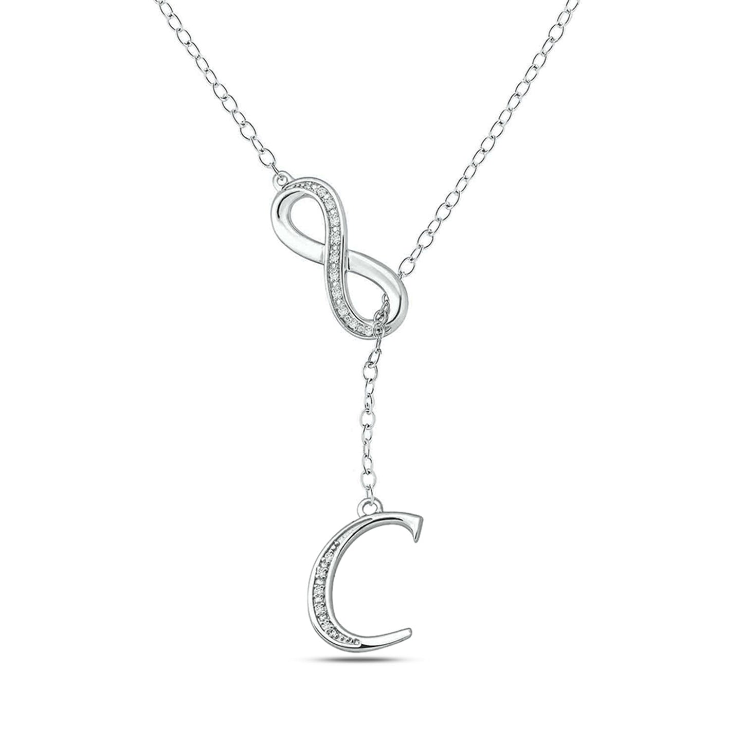 Infinity Initial Letter Pendants in 925 Sterling Silver