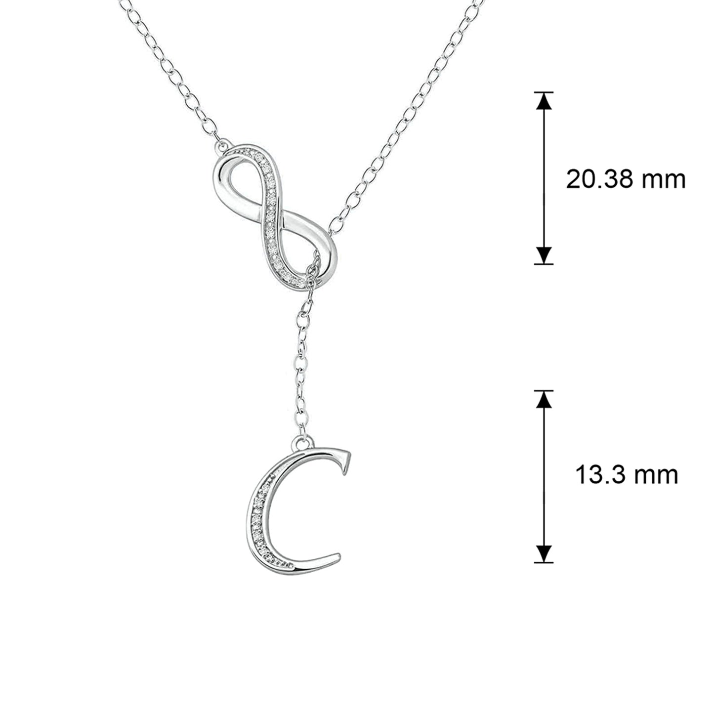 Infinity Initial Letter Pendants in 925 Sterling Silver