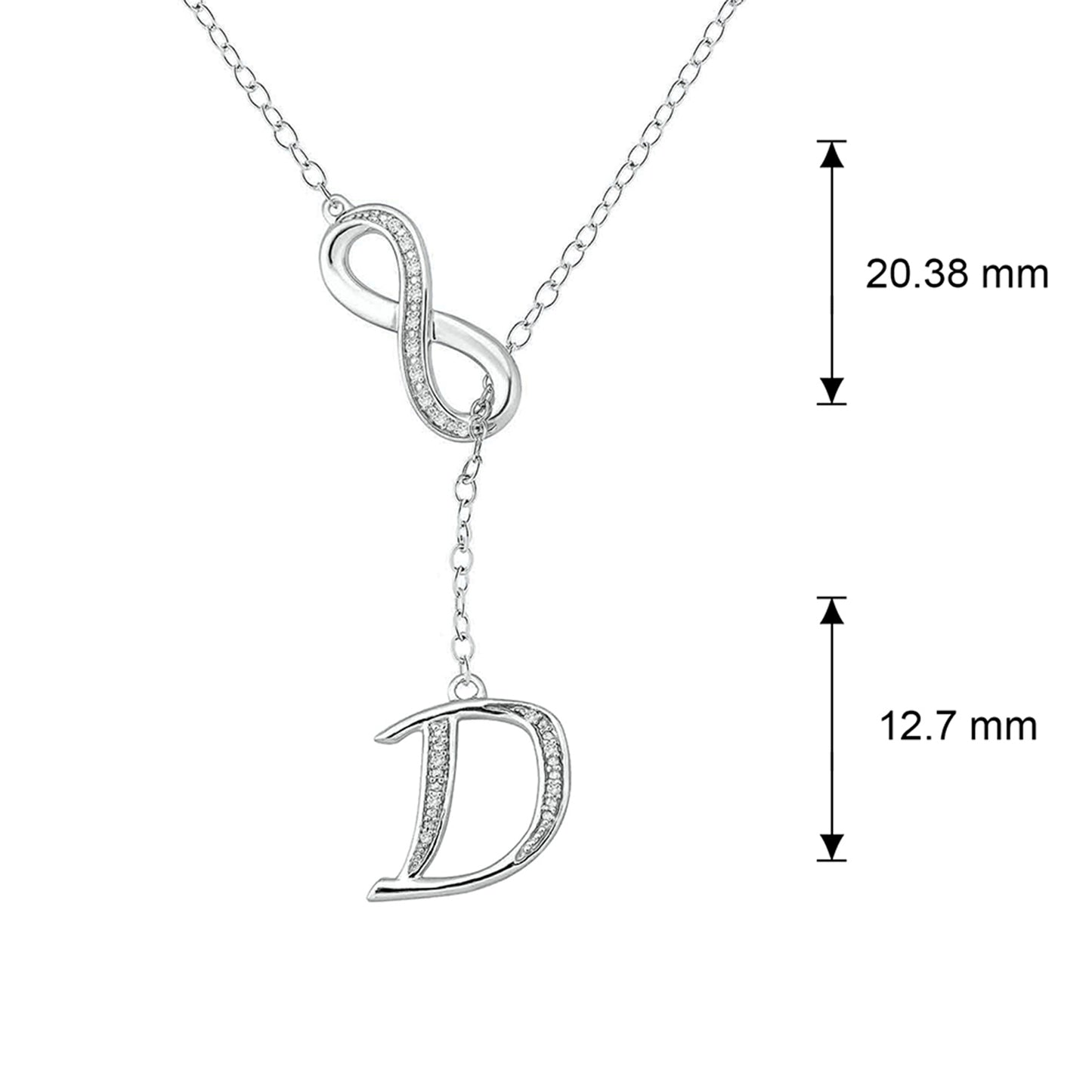 Infinity Initial Letter Pendants in 925 Sterling Silver