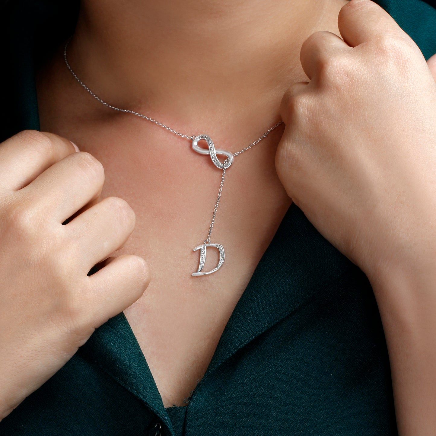 Infinity Initial Letter Pendants in 925 Sterling Silver