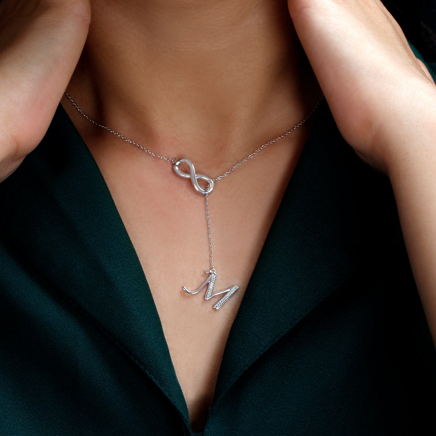 Infinity Initial Letter Pendants in 925 Sterling Silver