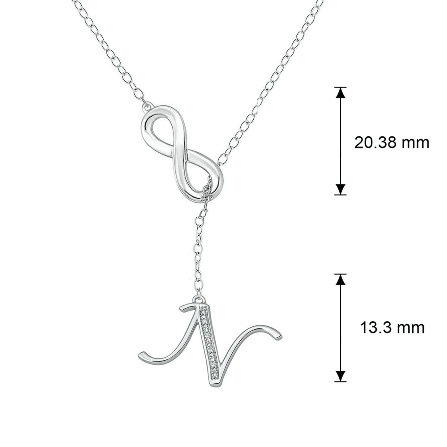 Infinity Initial Letter Pendants in 925 Sterling Silver