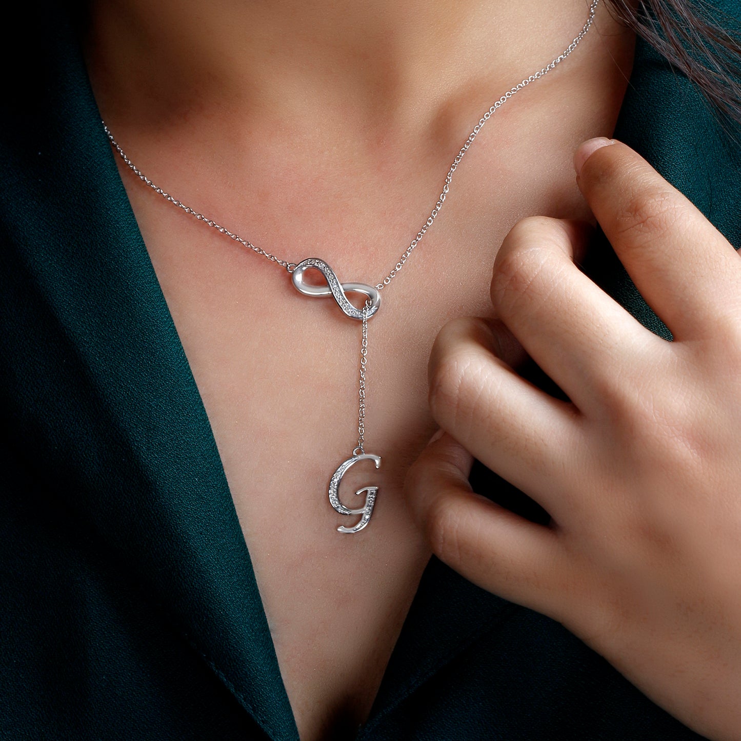 Infinity Initial Letter Pendants in 925 Sterling Silver