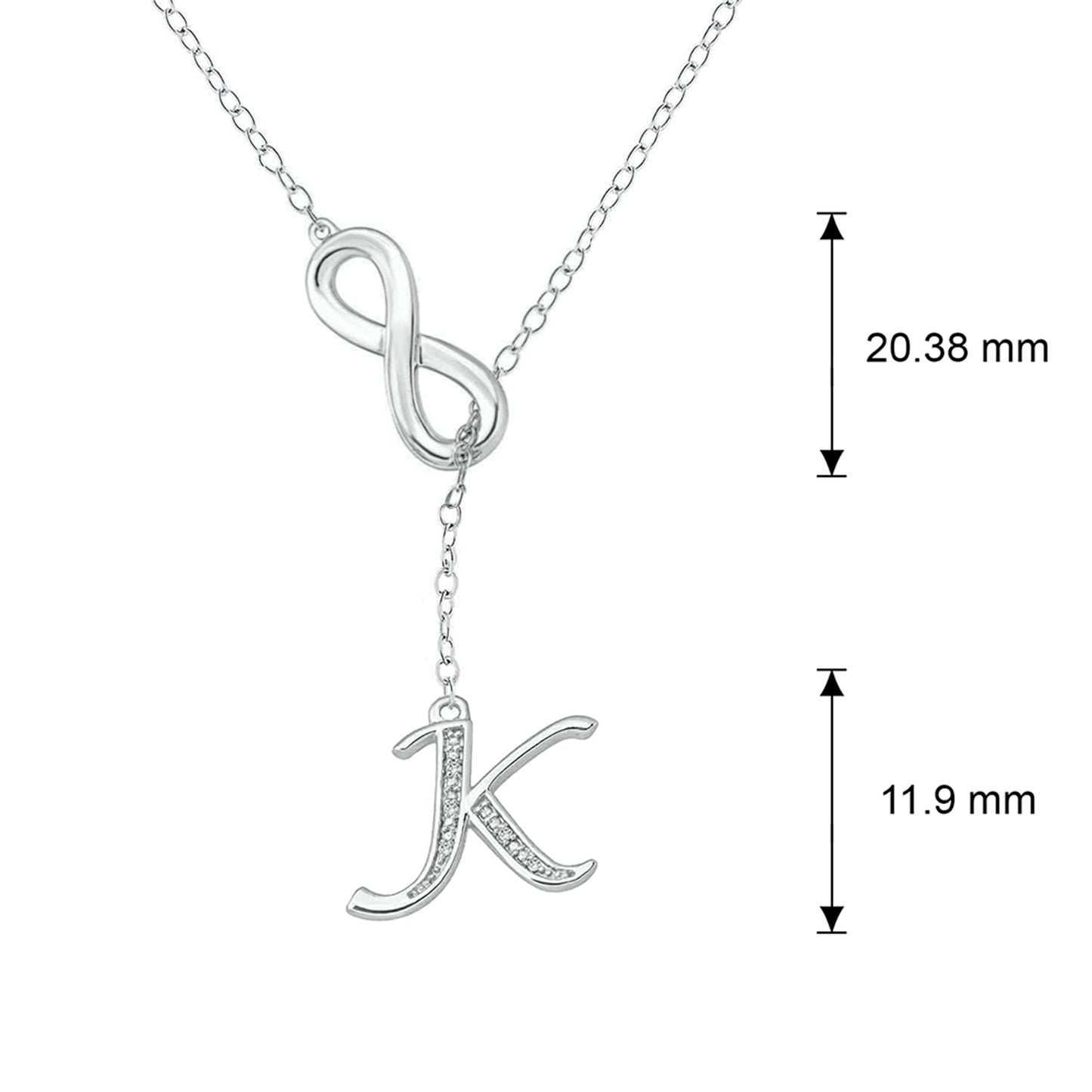 Infinity Initial Letter Pendants in 925 Sterling Silver