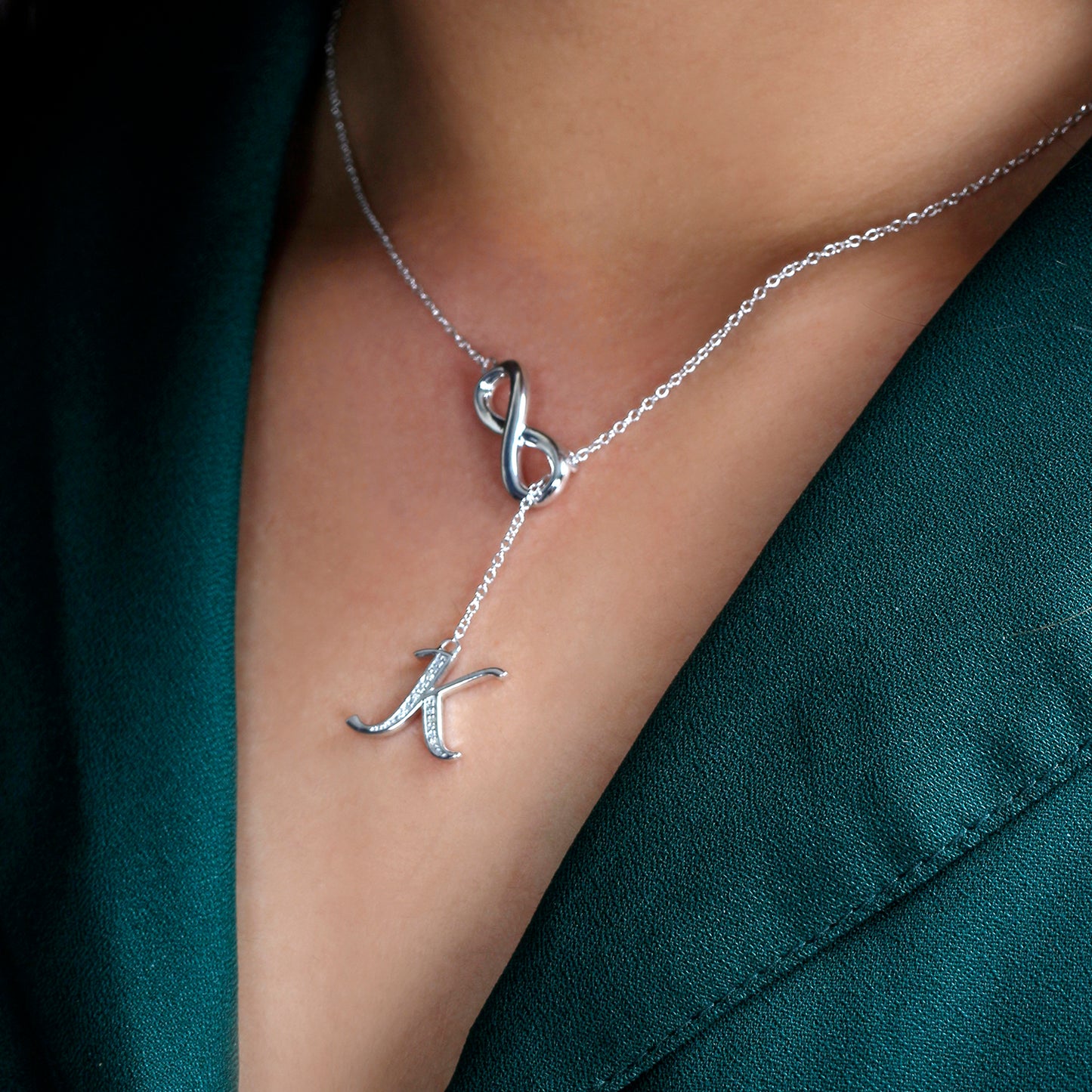 Infinity Initial Letter Pendants in 925 Sterling Silver