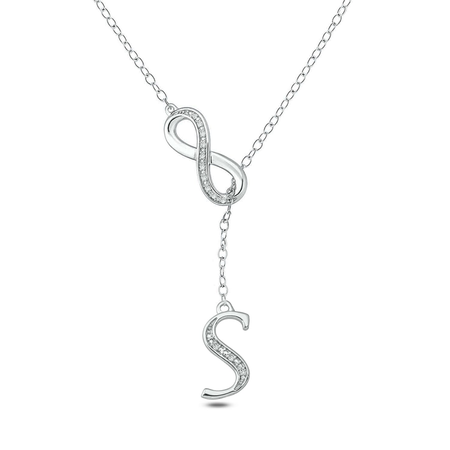 Infinity Initial Letter Pendants in 925 Sterling Silver