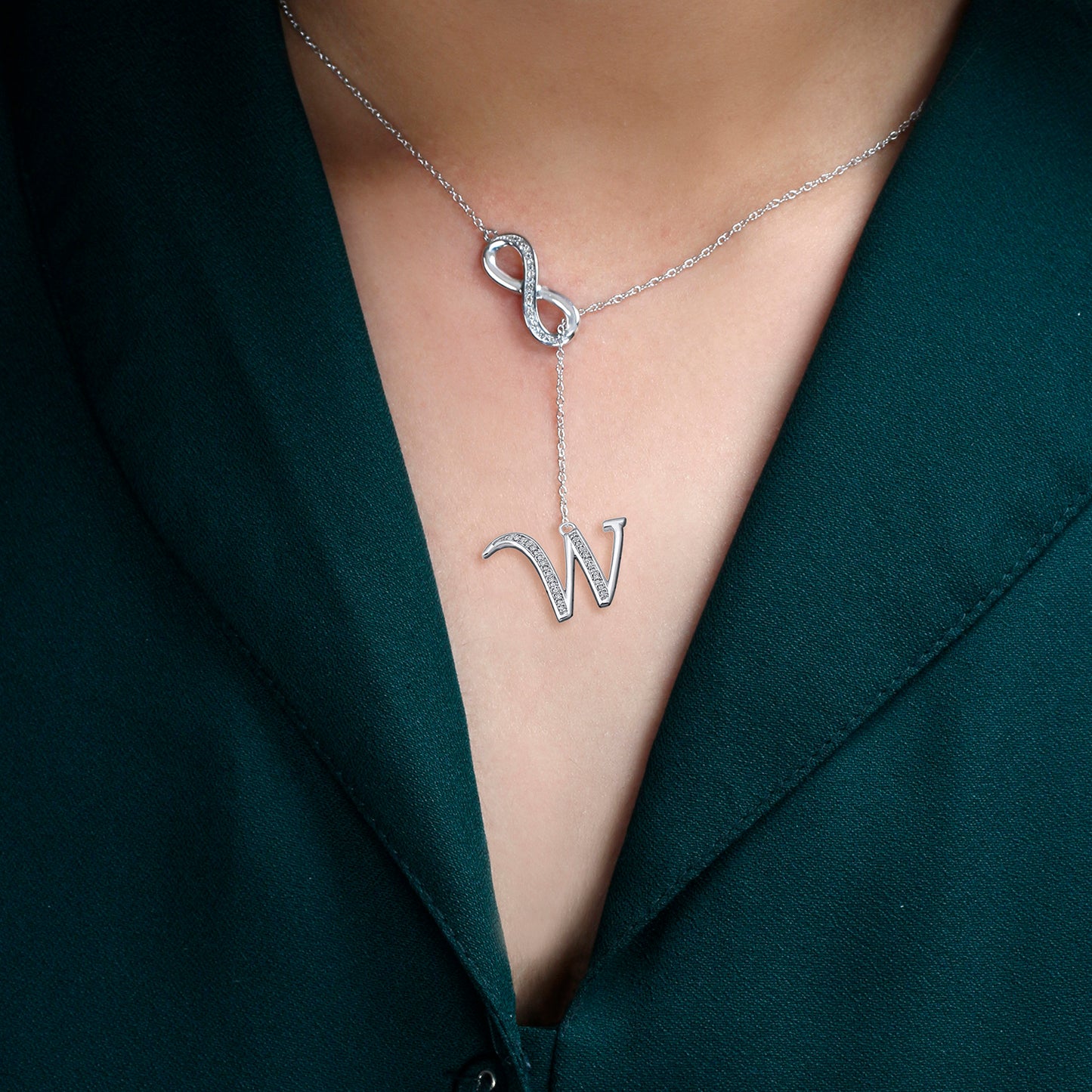 Infinity Initial Letter Pendants in 925 Sterling Silver