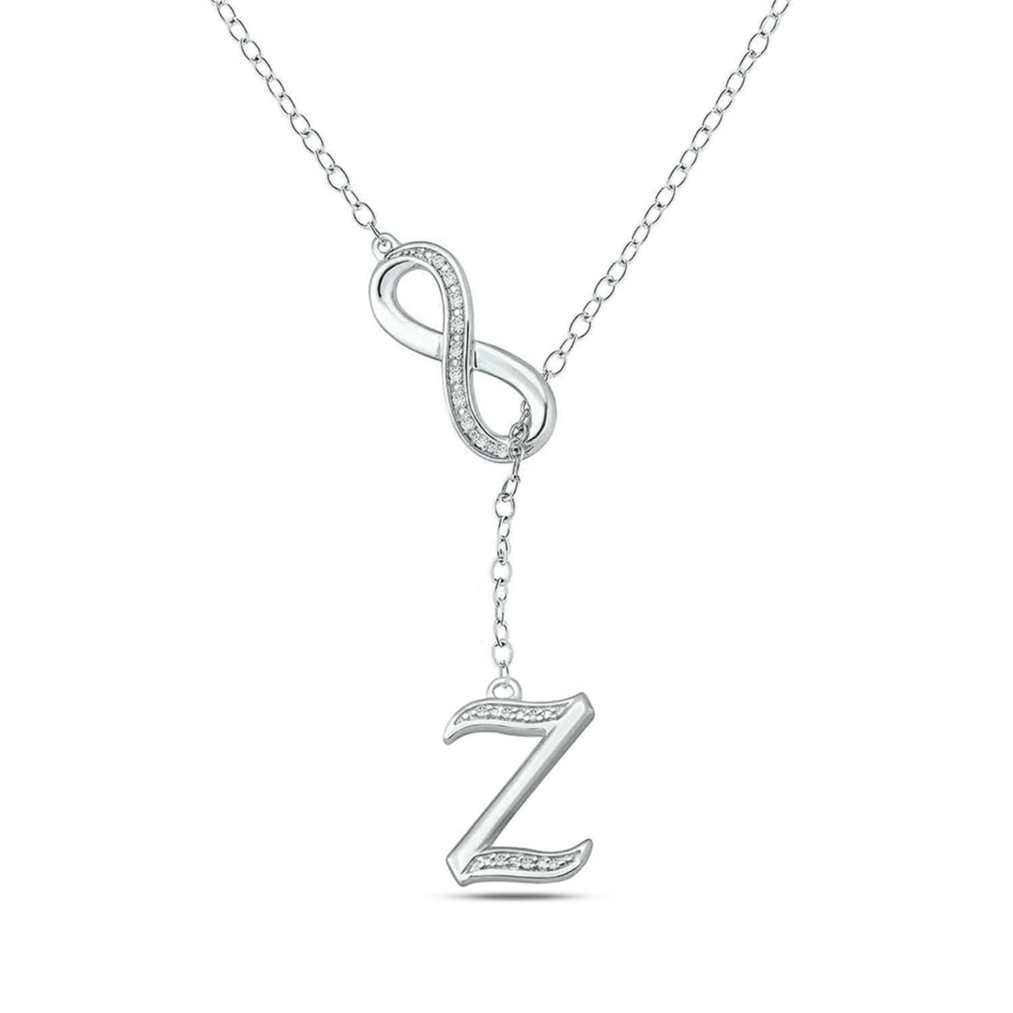 Infinity Initial Letter Pendants in 925 Sterling Silver