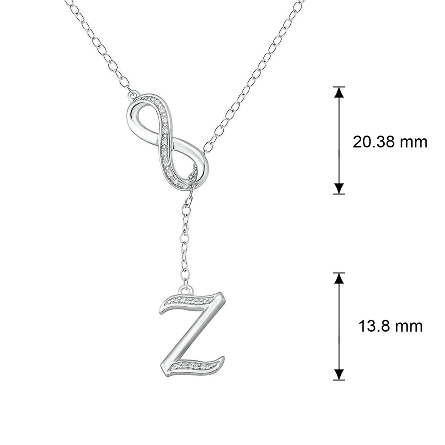 Infinity Initial Letter Pendants in 925 Sterling Silver