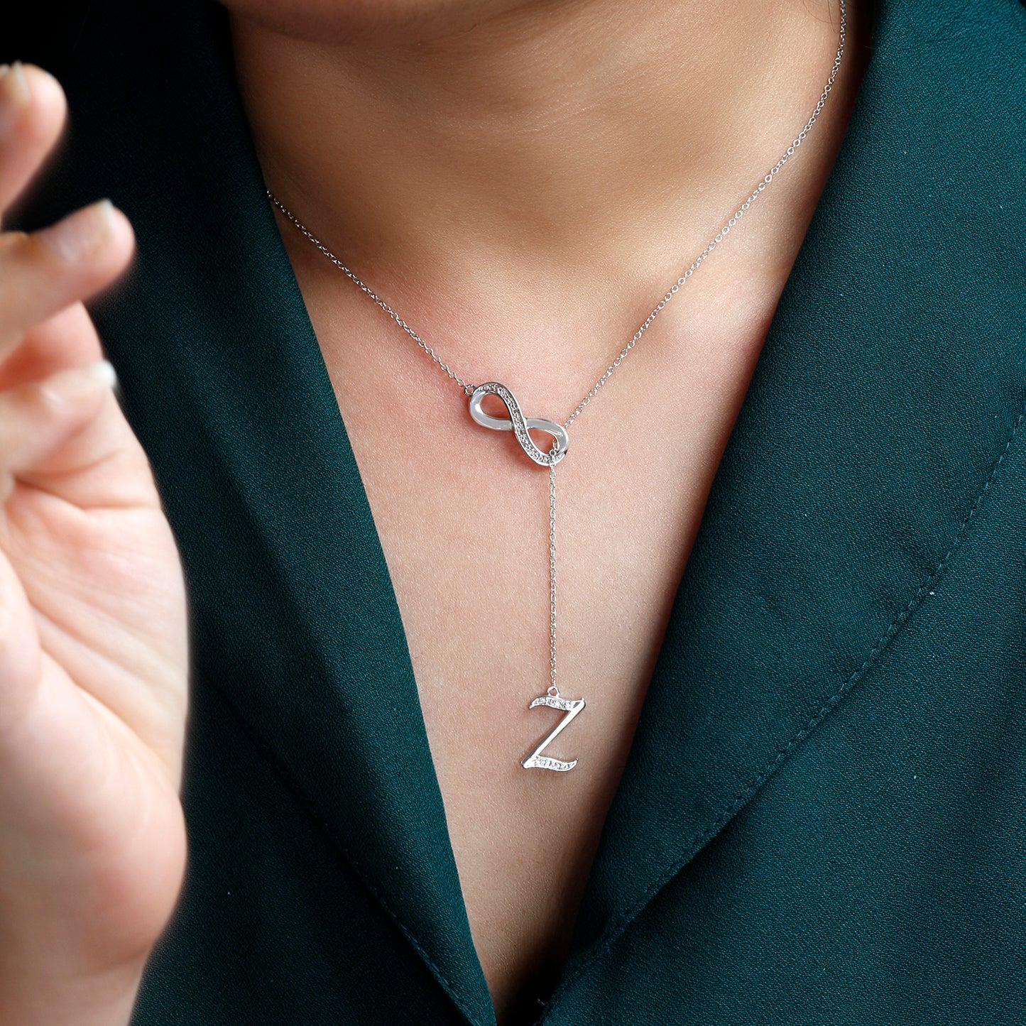 Infinity Initial Letter Pendants in 925 Sterling Silver