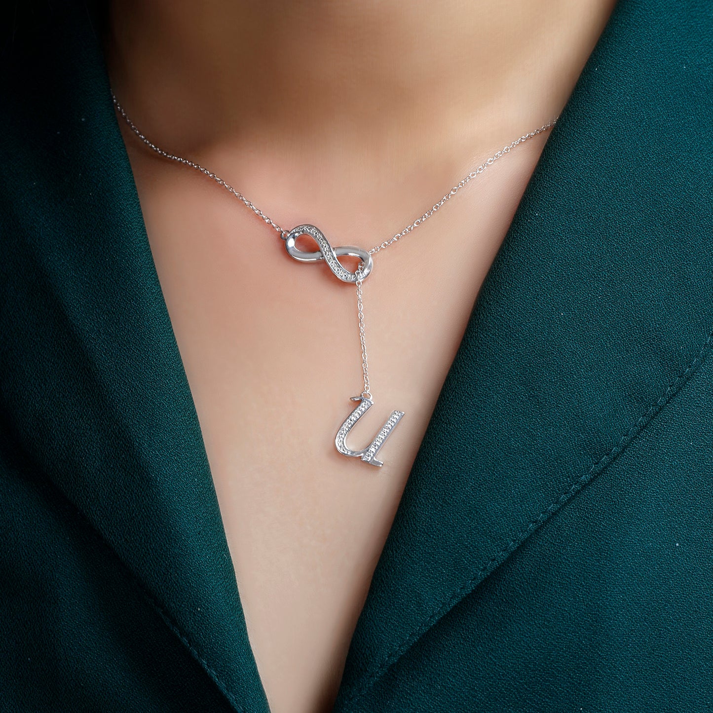 Infinity Initial Letter Pendants in 925 Sterling Silver