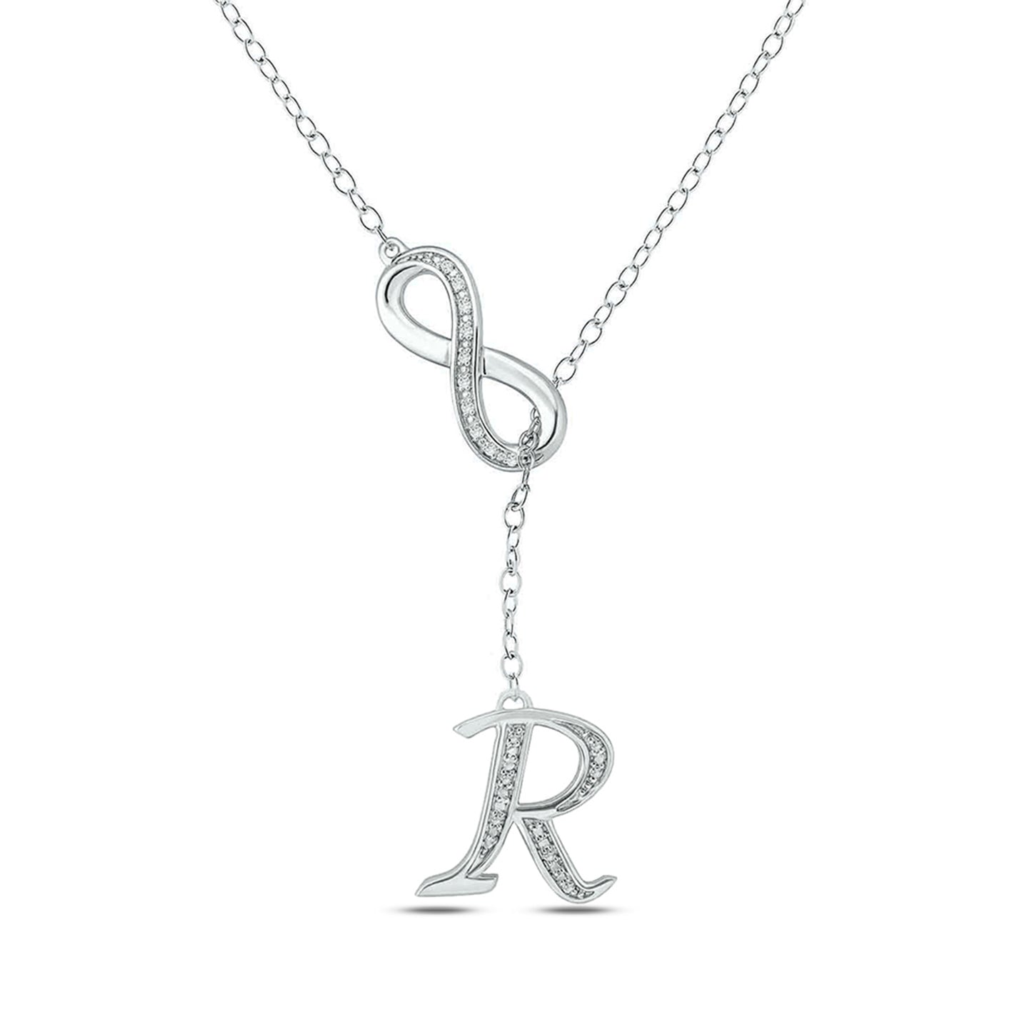 Infinity Initial Letter Pendants in 925 Sterling Silver