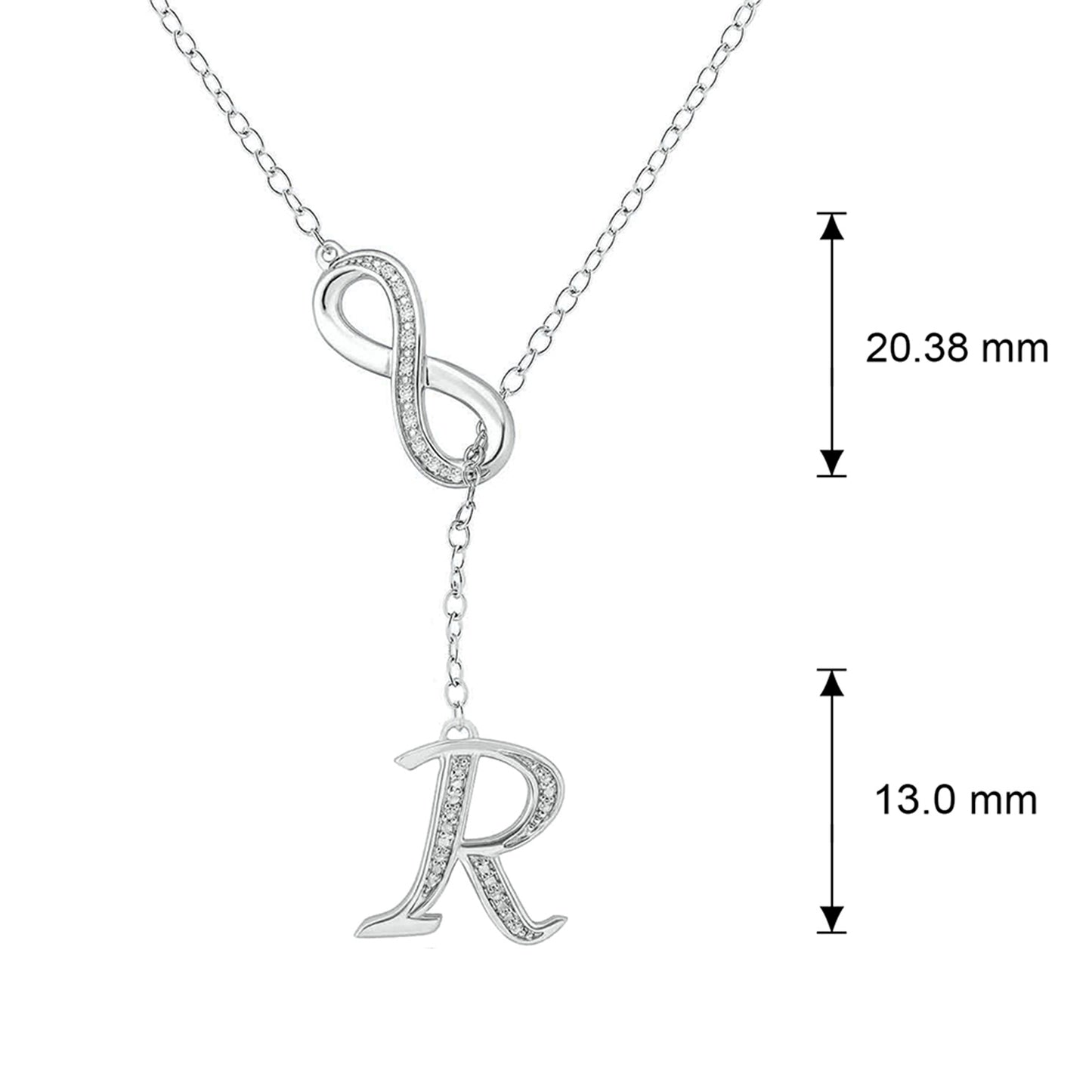 Infinity Initial Letter Pendants in 925 Sterling Silver