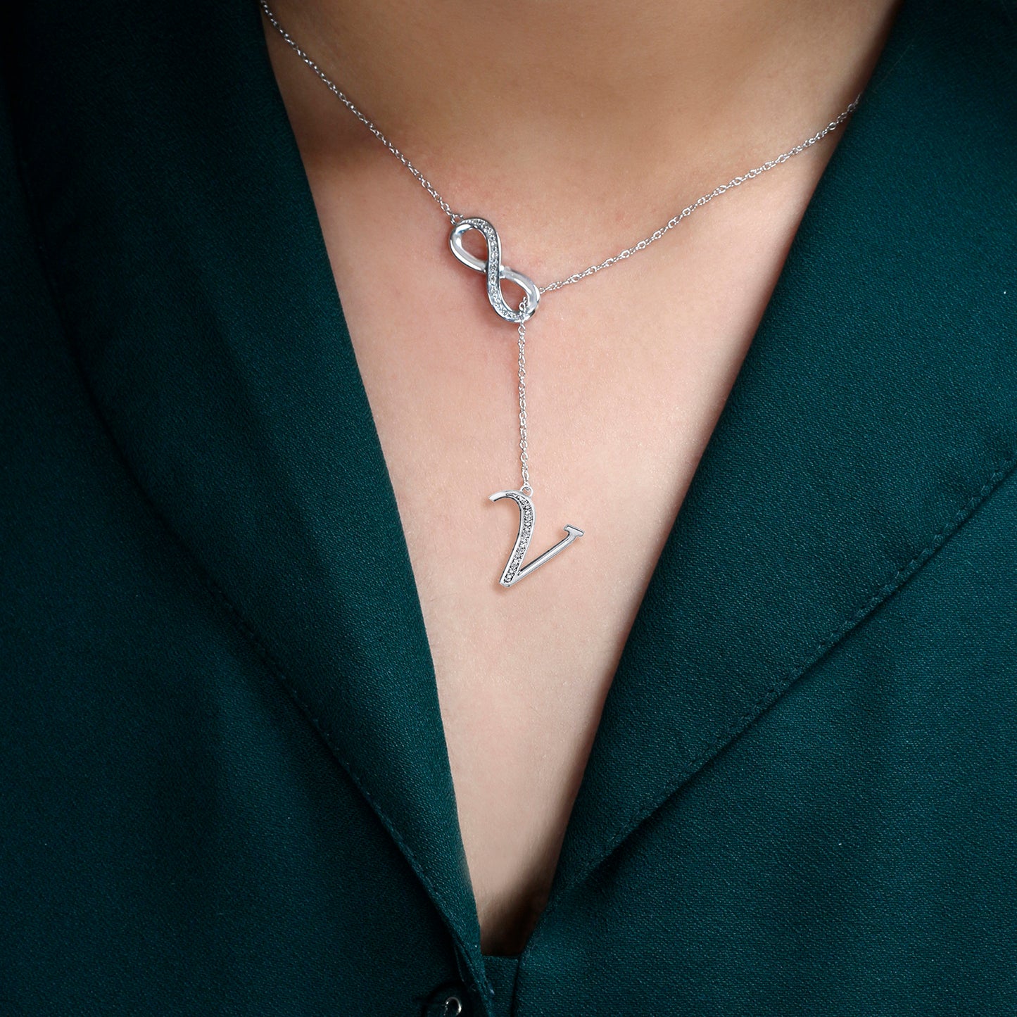Infinity Initial Letter Pendants in 925 Sterling Silver