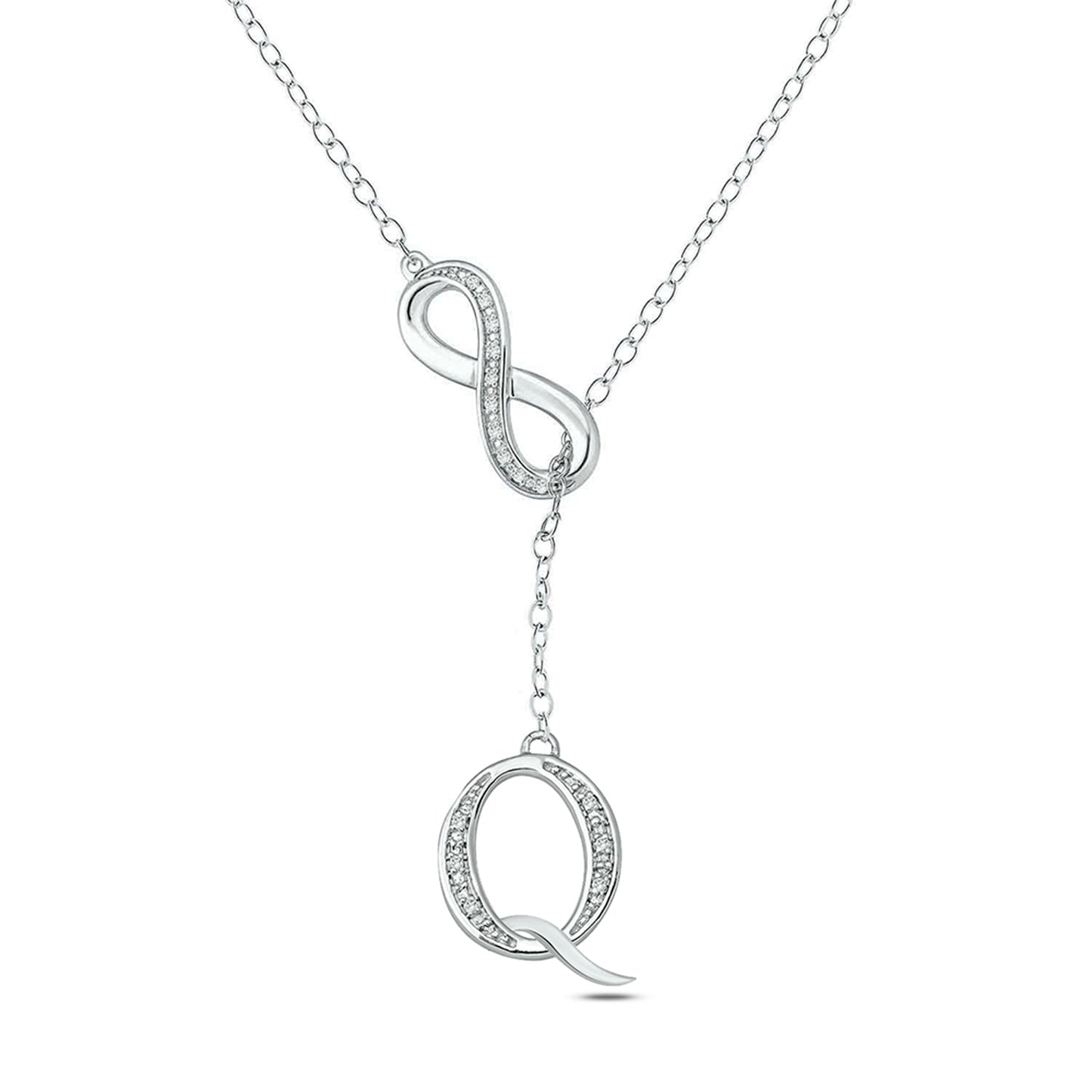 Infinity Initial Letter Pendants in 925 Sterling Silver