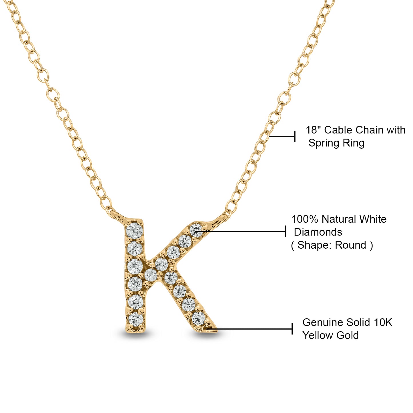 10K Gold Classic Initial Pendants