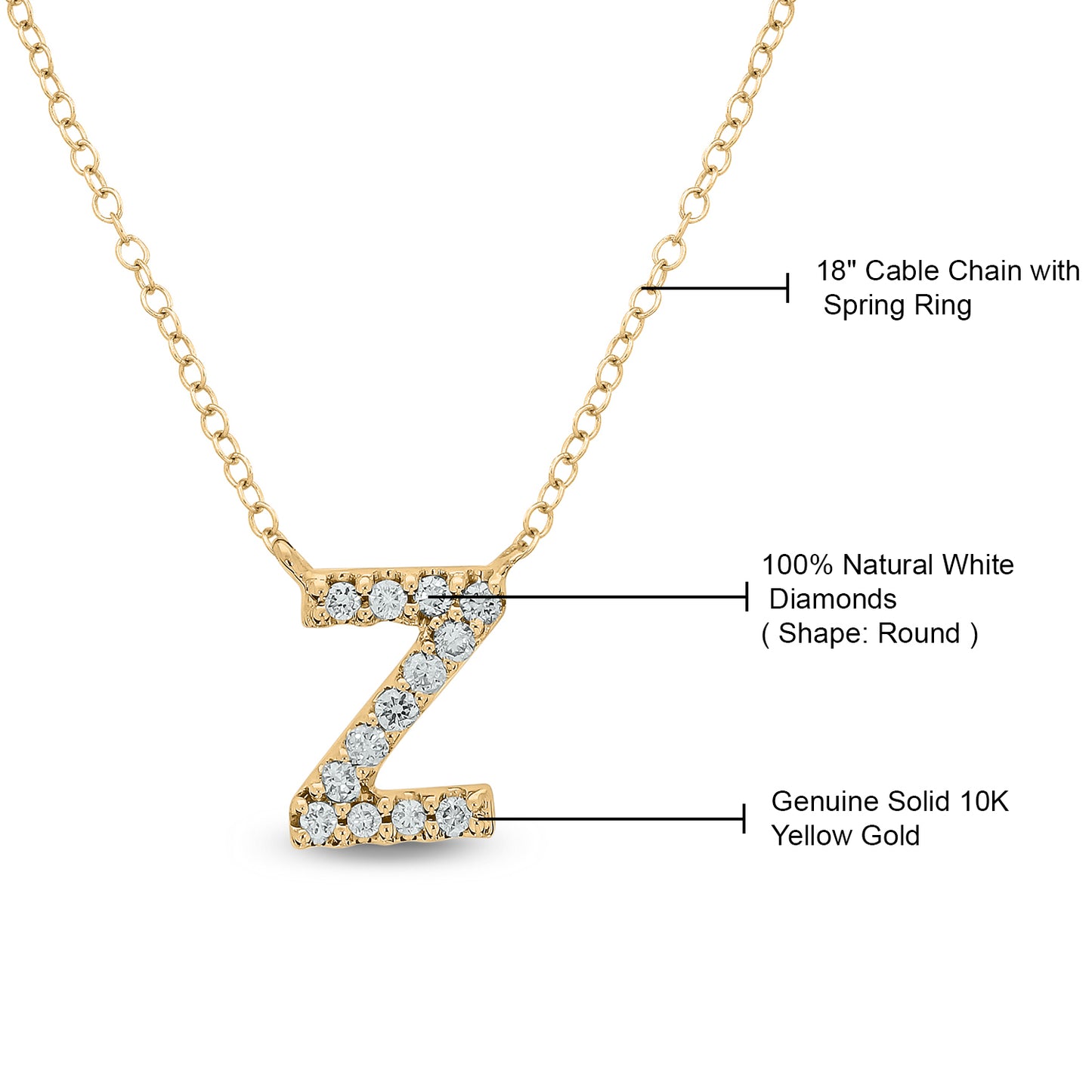 10K Gold Classic Initial Pendants
