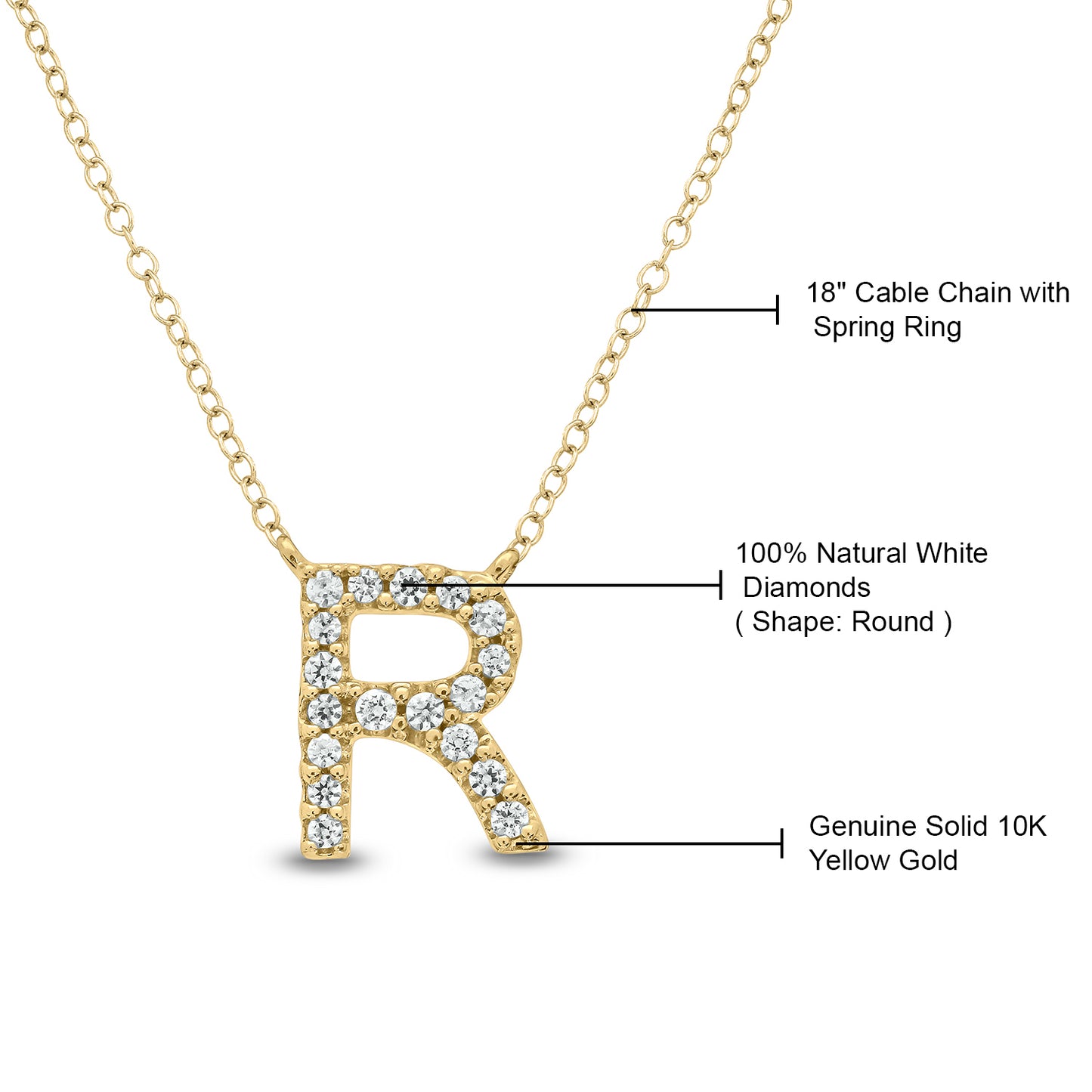 10K Gold Classic Initial Pendants