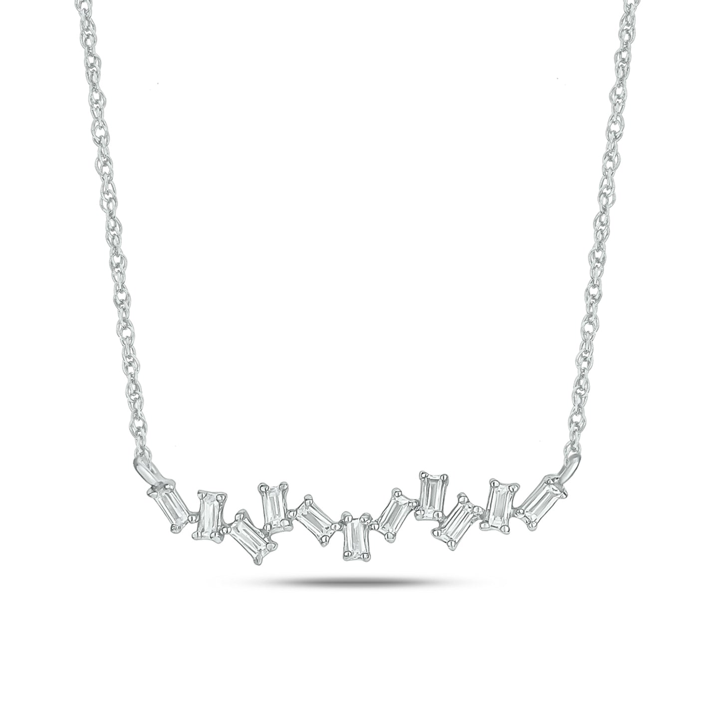 10KT Gold, Scatter Baguette Diamond Layering Necklace