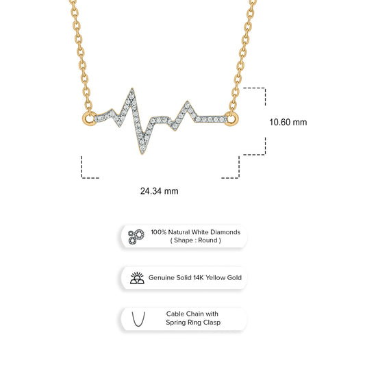 14KT Gold & Diamond Stunning Heart Beat Necklace