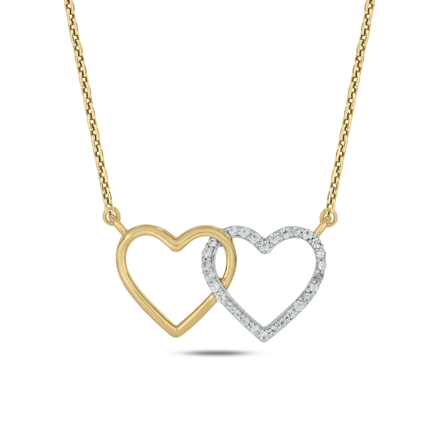 Gold Plated Double Heart Necklace in 925 Sterling Silver