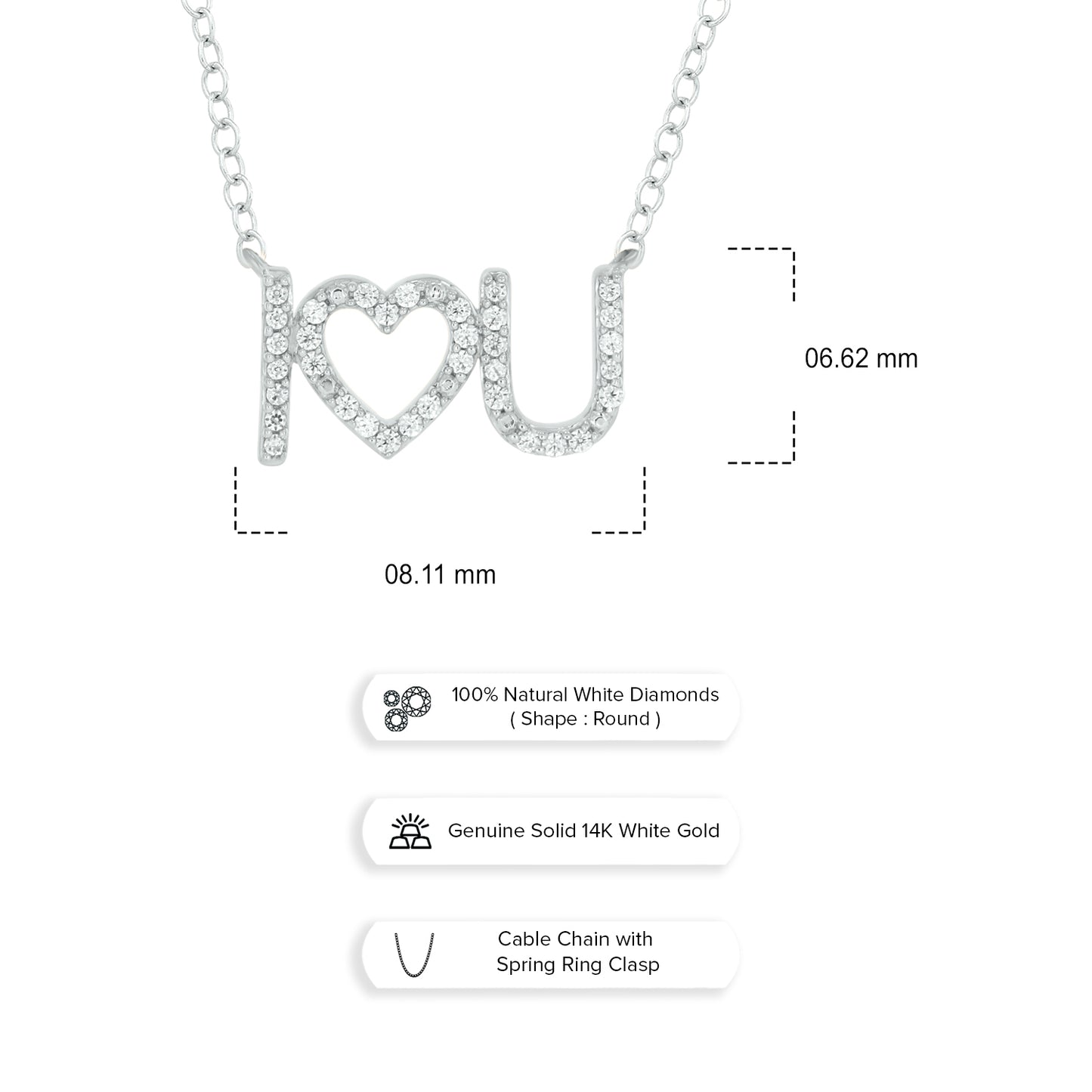 10KT Gold 'I Love You' Necklace: Genuine Diamonds, Y2K Fashion