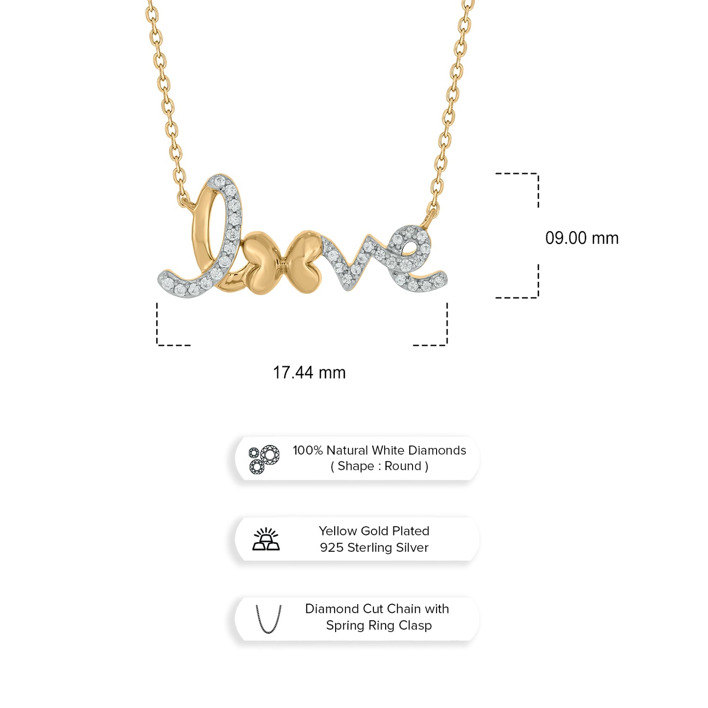 Diamond Butterfly Love Pendant in 925 Sterling Silver