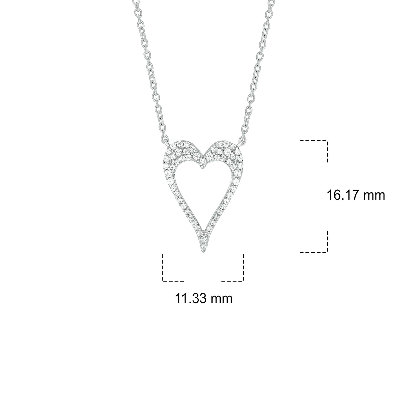 Dainty Beautiful Unique Heart Diamond Necklace in 925 Sterling Silver