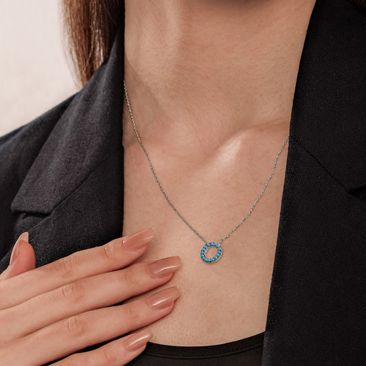 Blue diamond Circle Pendant