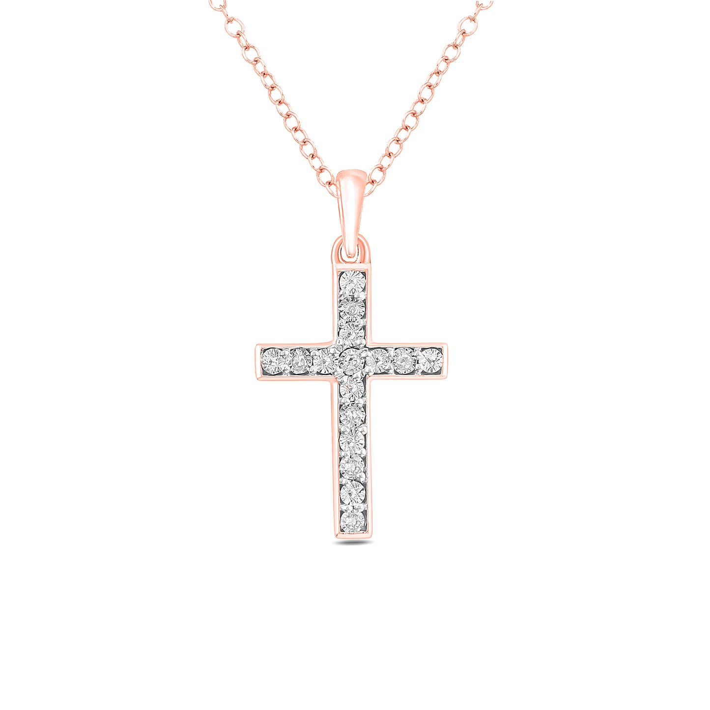 14K Gold Vermeil Diamond Cross Pendant Necklace