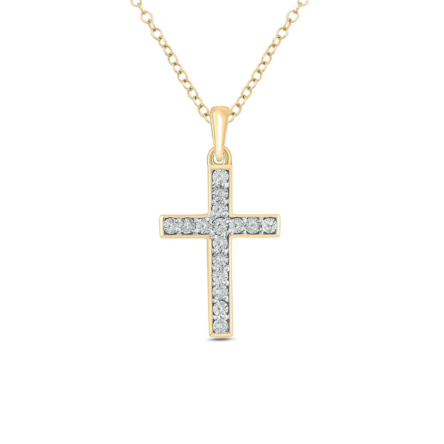 14K Gold Vermeil Diamond Cross Pendant Necklace