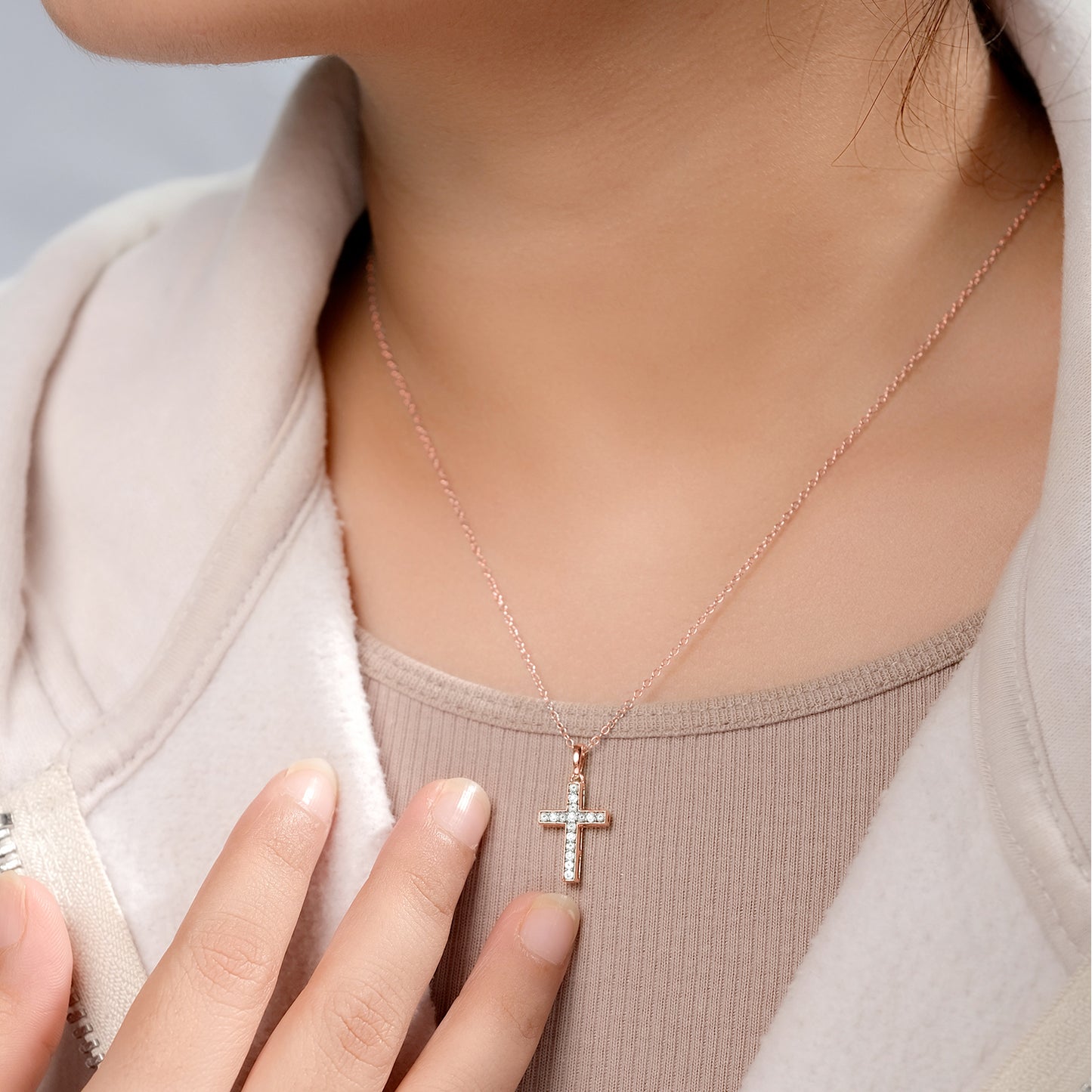 14K Gold Vermeil Diamond Cross Pendant Necklace