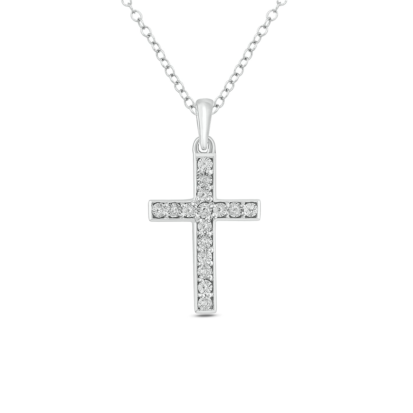 14K Gold Vermeil Diamond Cross Pendant Necklace
