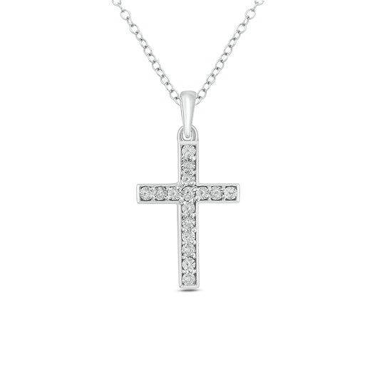 14K Gold Vermeil Diamond Cross Pendant Necklace