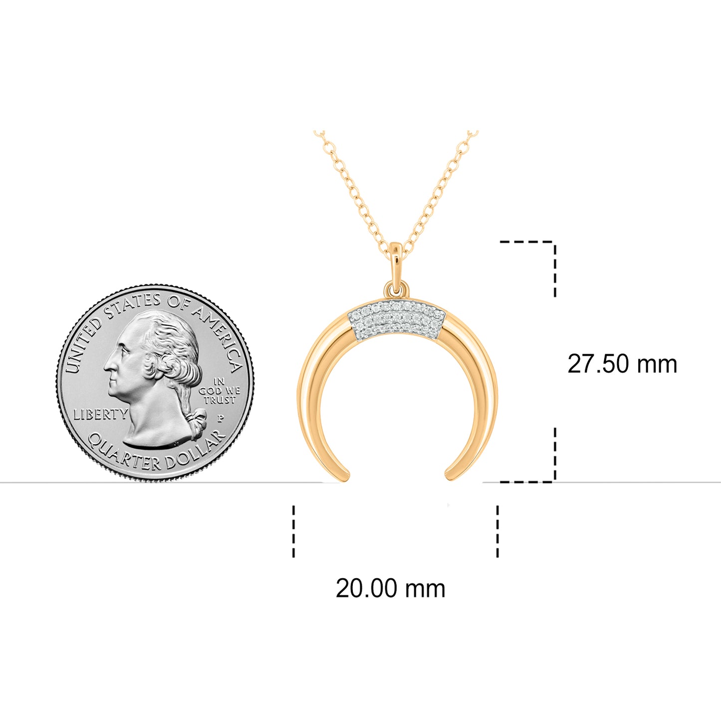 14K & 18K Gold Vermeil Crescent Moon Diamond Necklace