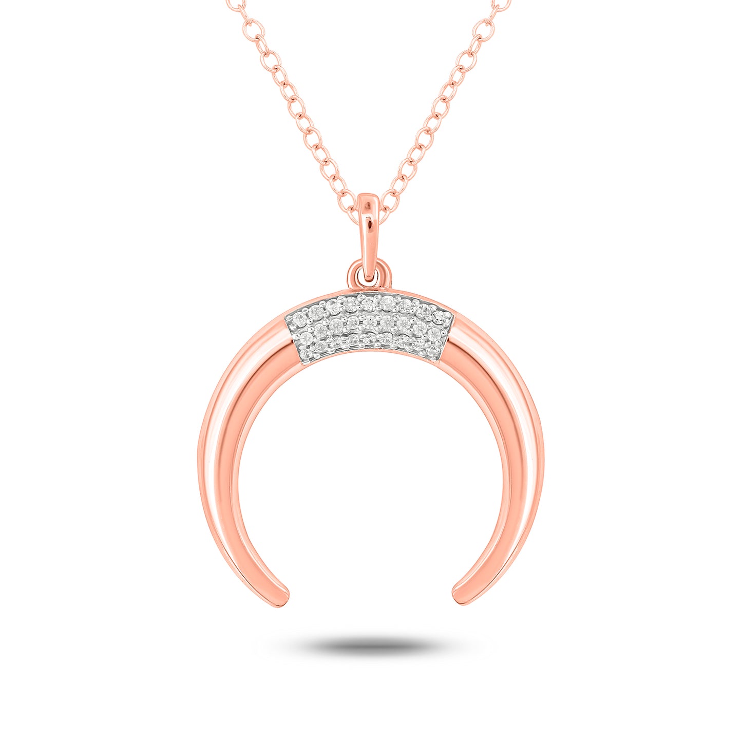 14K & 18K Gold Vermeil Crescent Moon Diamond Necklace